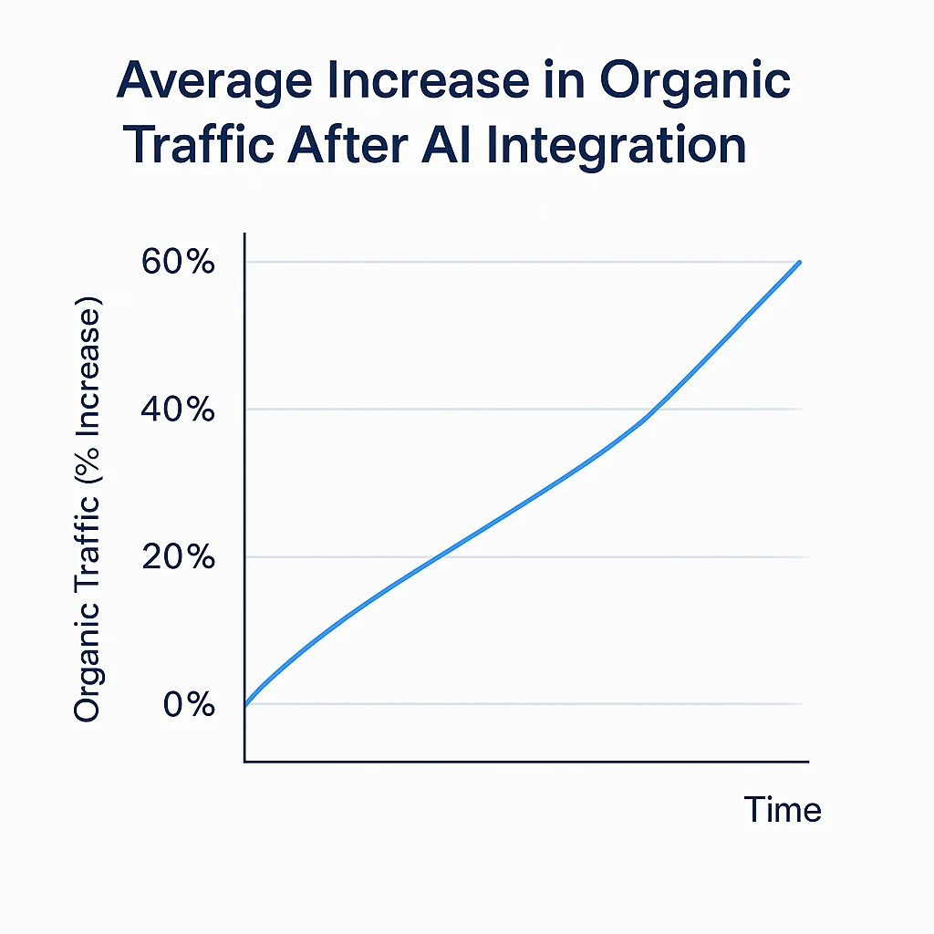 graph of average increase in organic traffic after AI integration