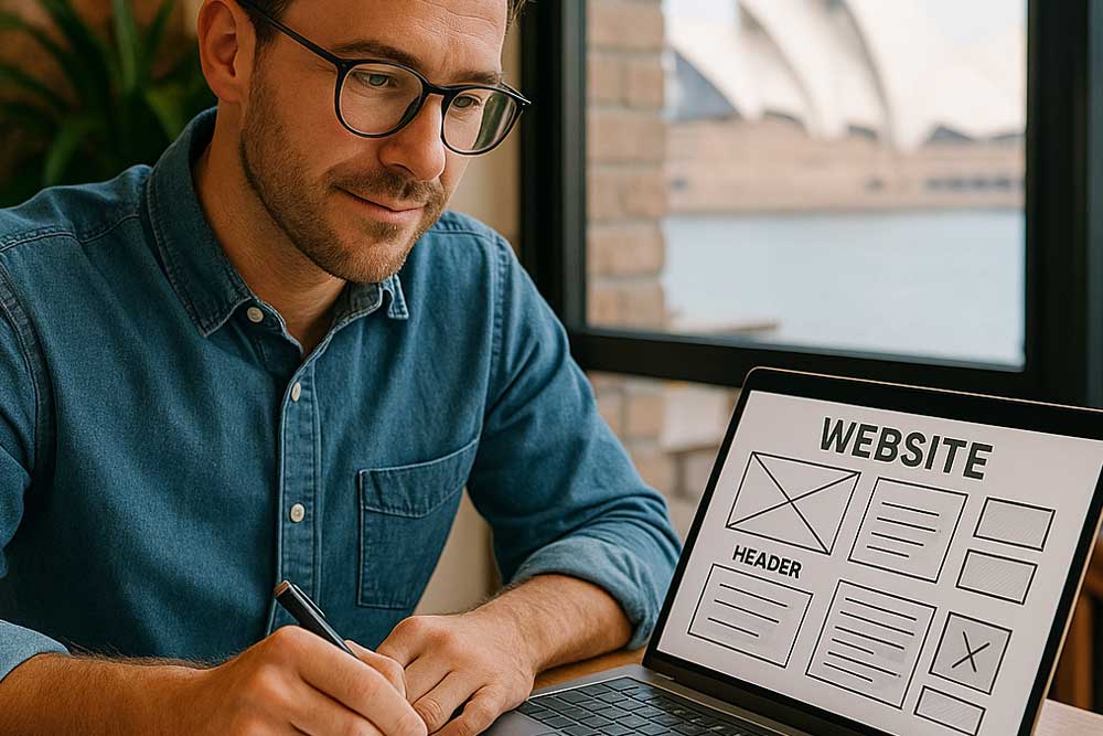 Sydney-small-business-owner-reviewing-website-design-concepts
