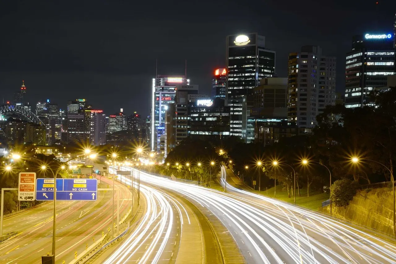 North Sydney office towers and skyline at night